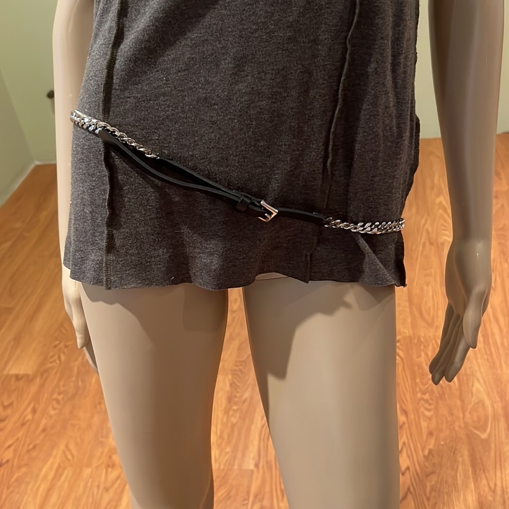 Black Leather With Silver Chain Belt